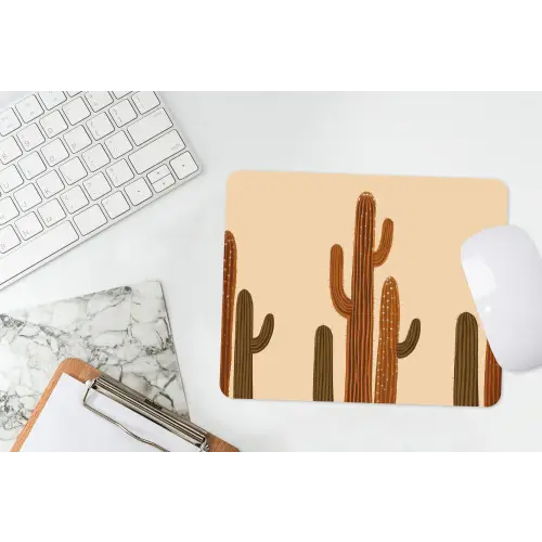 Cactus - Woestijn - Zand - Bruin muismat rubber klein -witbureau