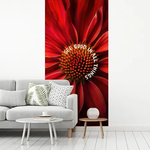 Close up - Bloem - Quote - Rood fotobehang vinyl groot -woonkamer