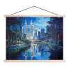 Stad Kuala Lumpur - Skyline - Wolkenkrabbers - Water textielposter latten blank klein -3d