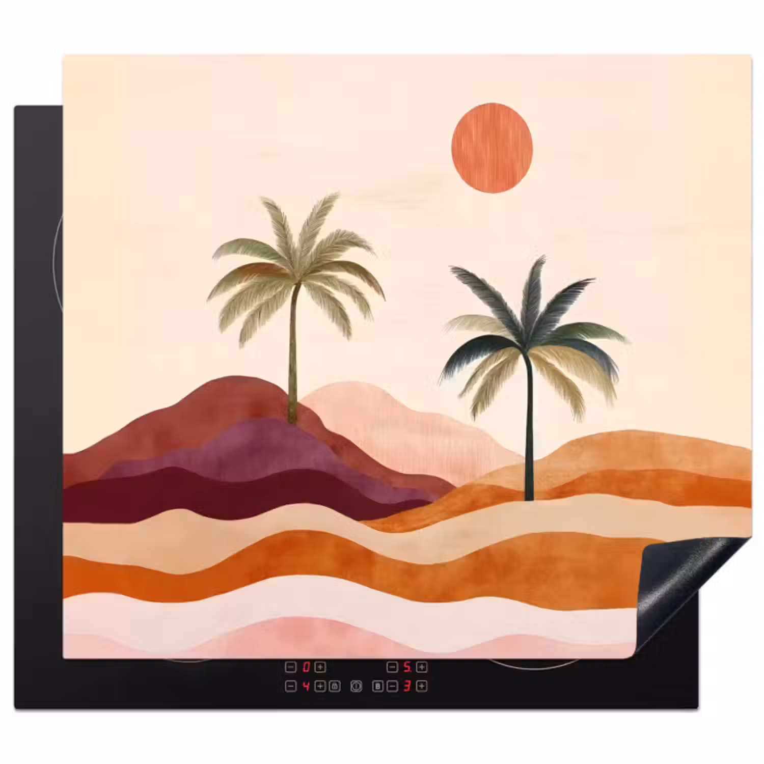 Inductie beschermer - Palmbomen - Abstract - Zon - Heuvels
