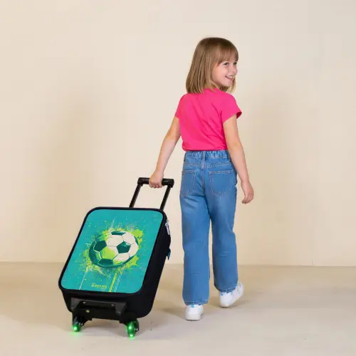 Voetbal - Verfspatten - Groen - Blauw Kinderkoffer - Zwart klein -sfeer1