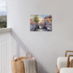 Brug - Stad - Huizen - Boot tuinposter los doek klein -sfeer8
