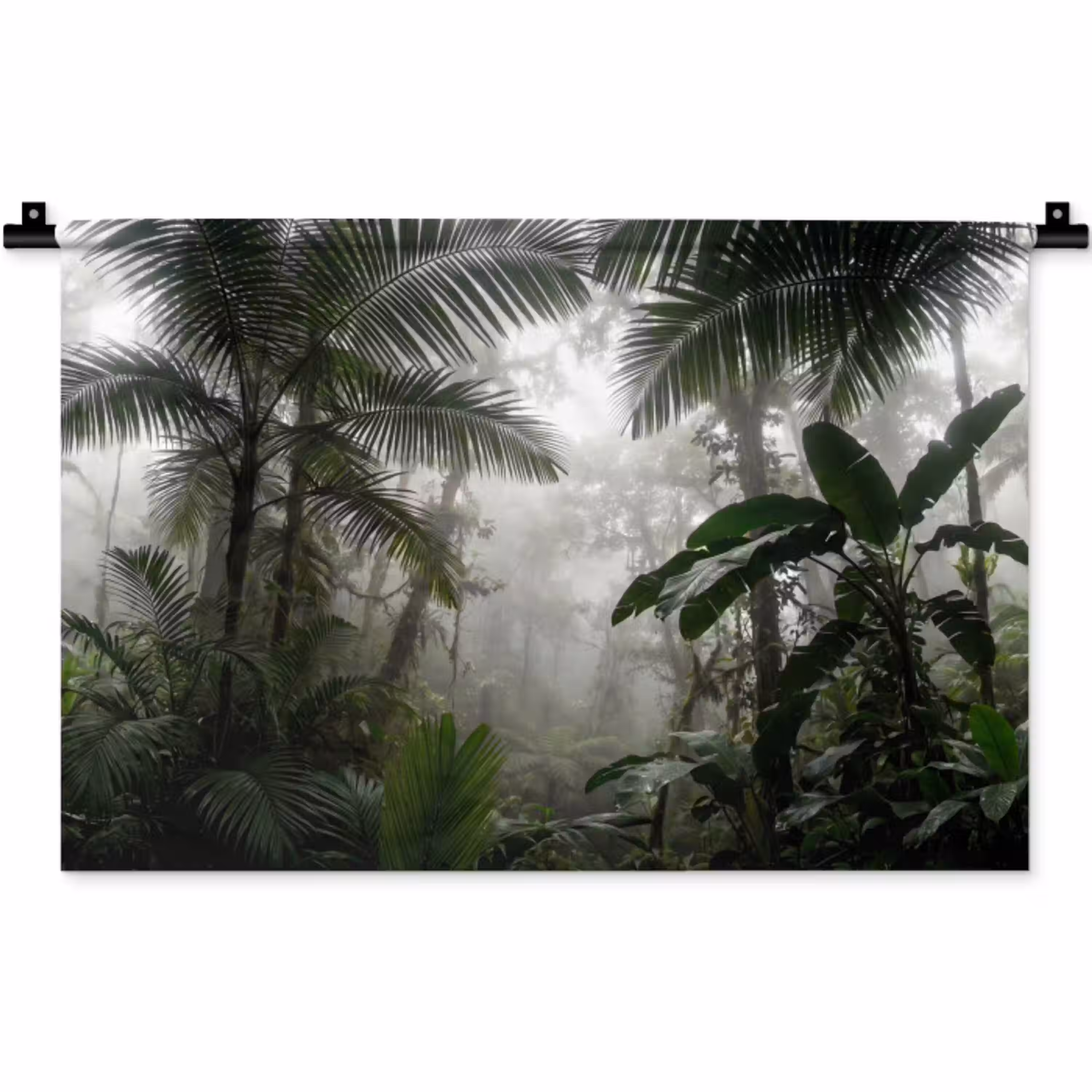 Natuur - Jungle - Mist - Groen - Bladeren Wandkleed katoen klein -zz3d