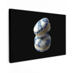 Eten - Macarons - Delfts blauw - Koekjes Tuinposter op houten frame 2 cm dik klein -3d