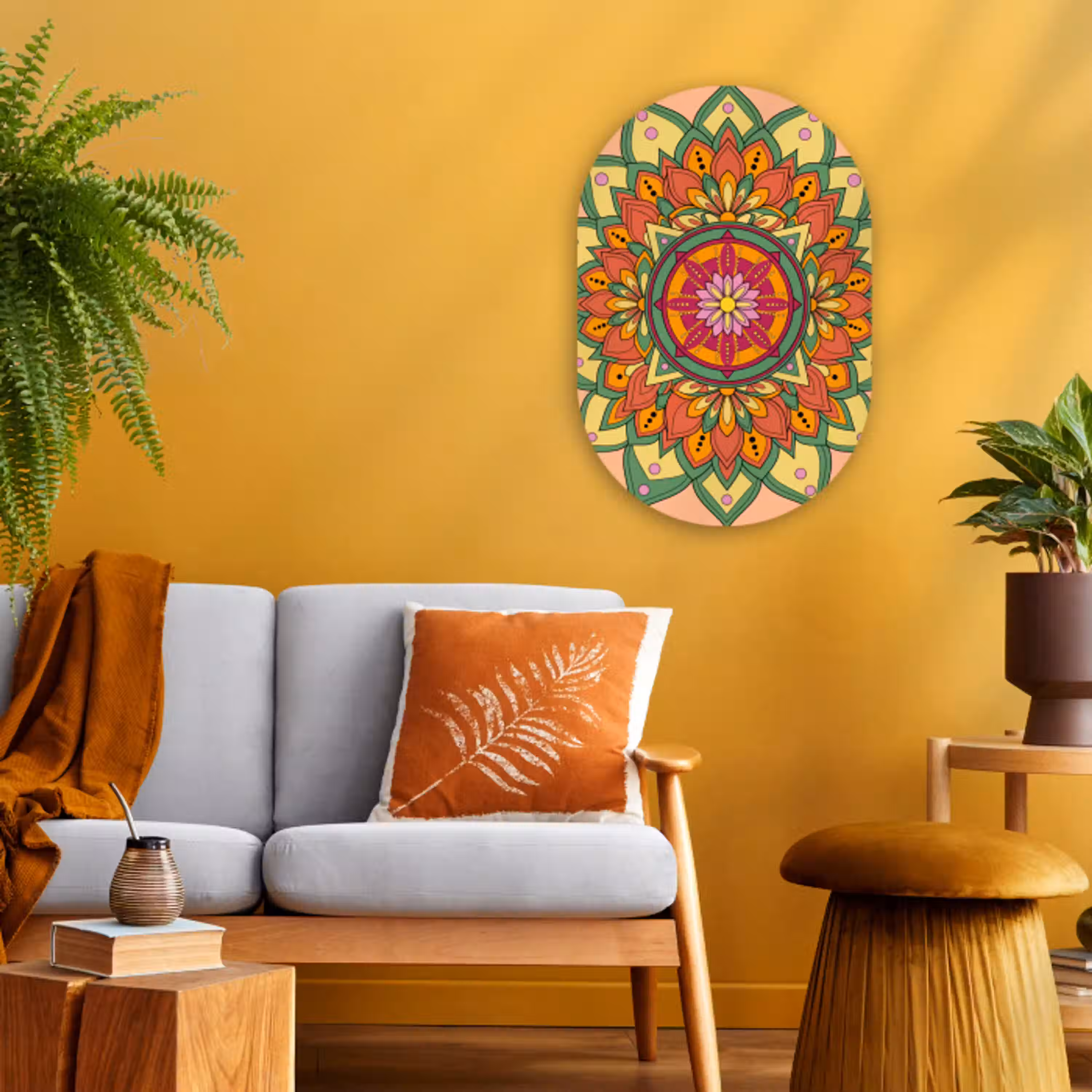 Mandala - Bloemen - Abstract - Kleurrijk Wandcirkel Ovaal Forex klein -sfeer4