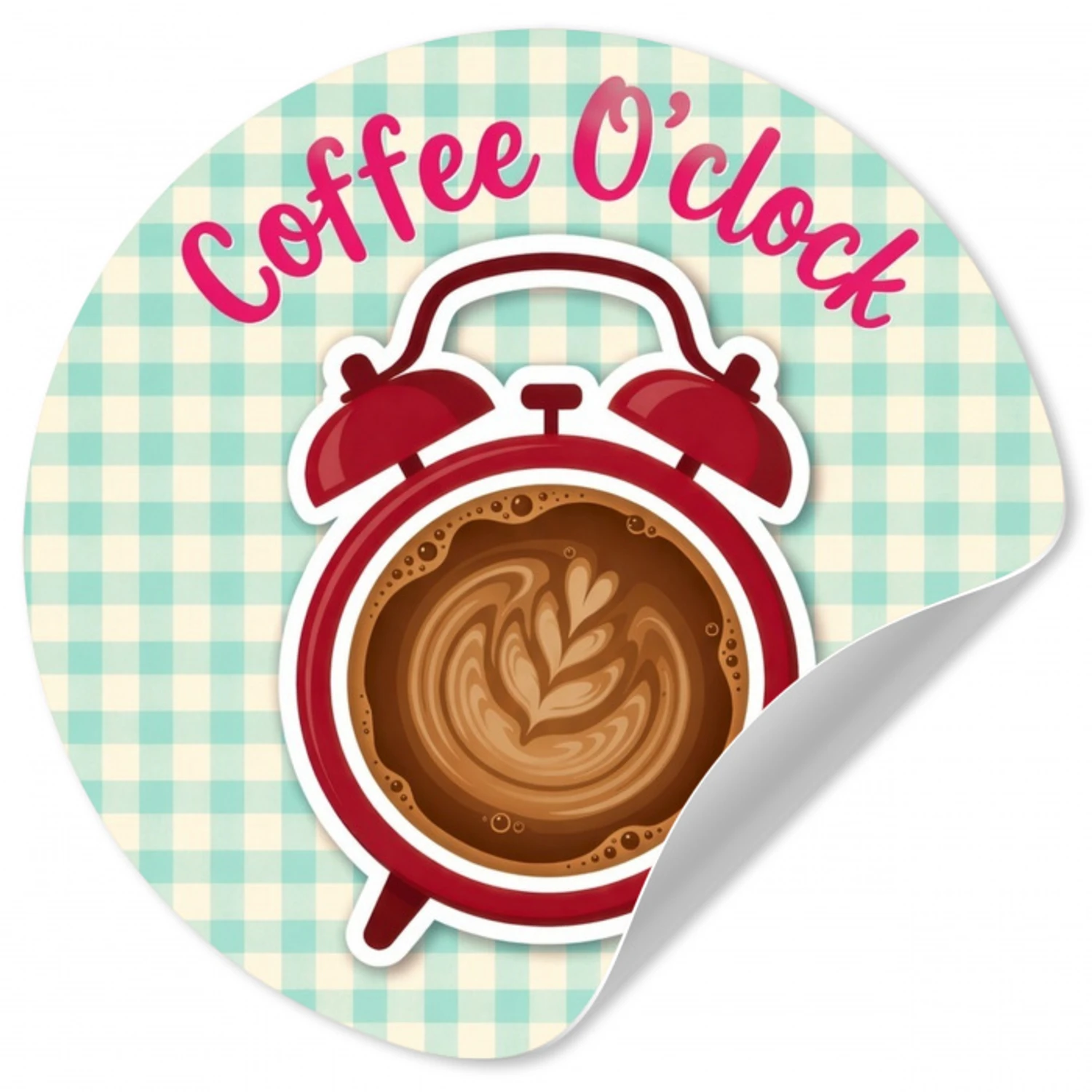 Koffie - Klok - Groen Wandcirkel behangsticker klein -3d