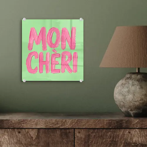Mon cheri - Groen - Roze plexiglas 5mm klein -sfeer3