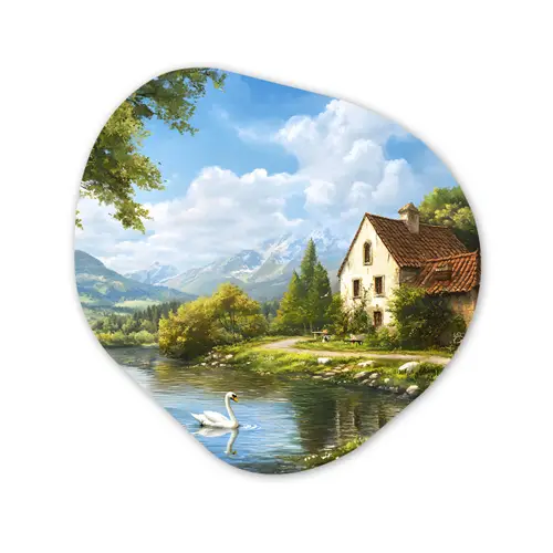 Zwaan - Bomen - Rust Wandcirkel Organisch Forex 3mm klein -3d