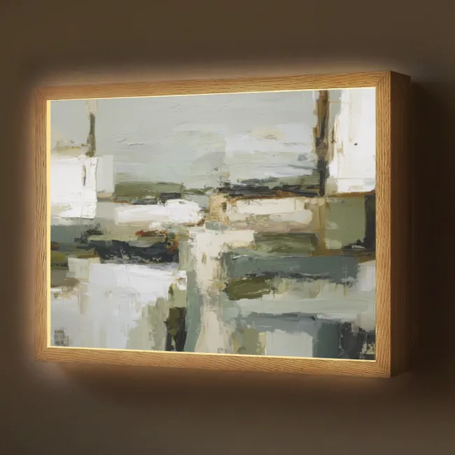 Lightbox - Wandlamp - Penseelstreken - Groen - Abstract - Japandi