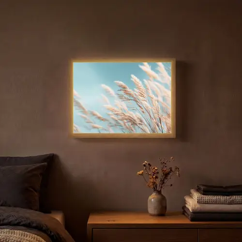 Siergras - Wind - Lichtbruin Light Box met batterij (Wandlamp) middel -sfeer4