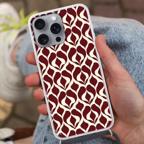 Rood - Druppelpatroon - Grafisch Hoesje iPhone 16 Pro Max met koord klein 804 -sfeer3