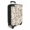 Donkerbruine abstracte vormen op beige NBS - Handbagage koffer - Volwassenen Unisex middel -productfoto_3d