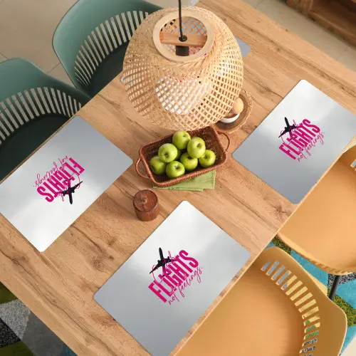 Catch flights not feelings - Vliegtuig - Roze Placemat vinyl groot -zzsfeer5_Kitchenyeah-website
