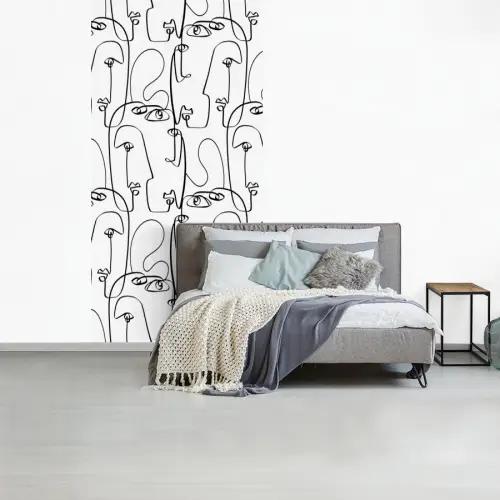 Gezichten - Abstract - Contourlijnen fotobehang vinyl groot 64 -slaapkamer