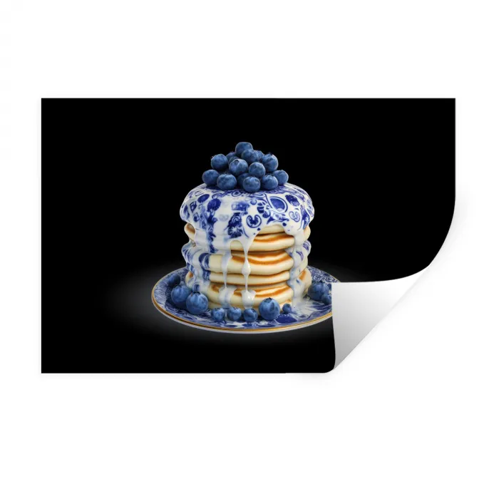 Pannenkoeken - Blauwe Bessen - Bord Muursticker klein -3d
