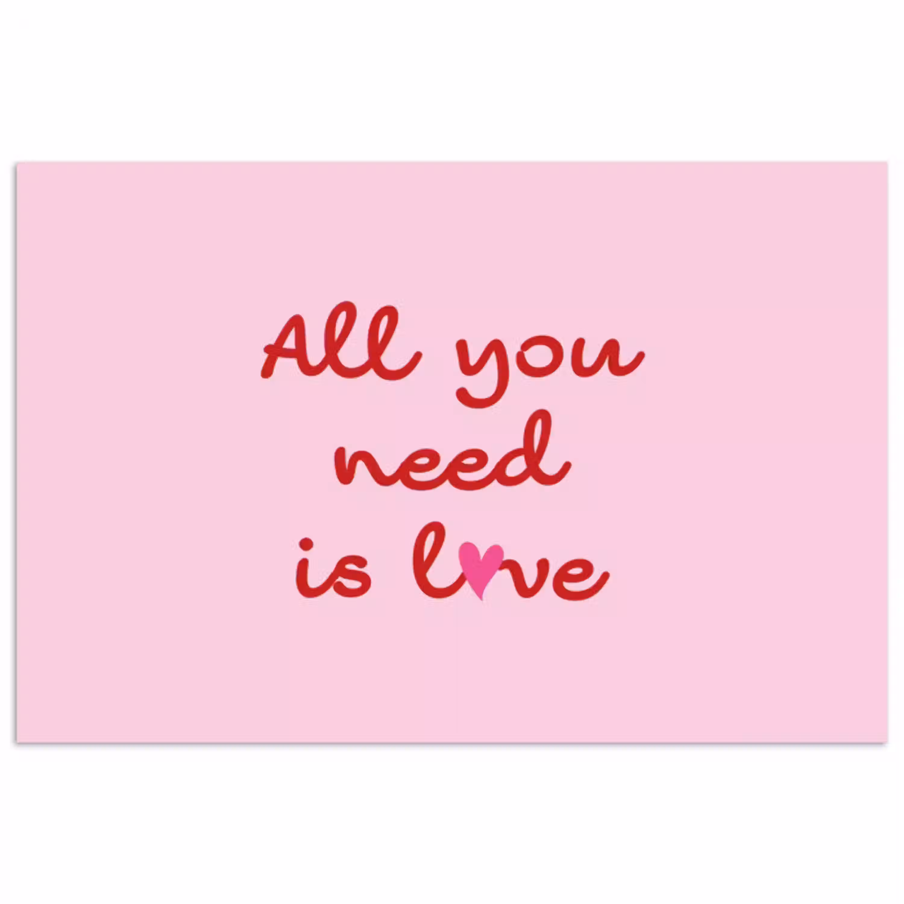 Tekst - Roze - Love - Hart poster papier klein -3d