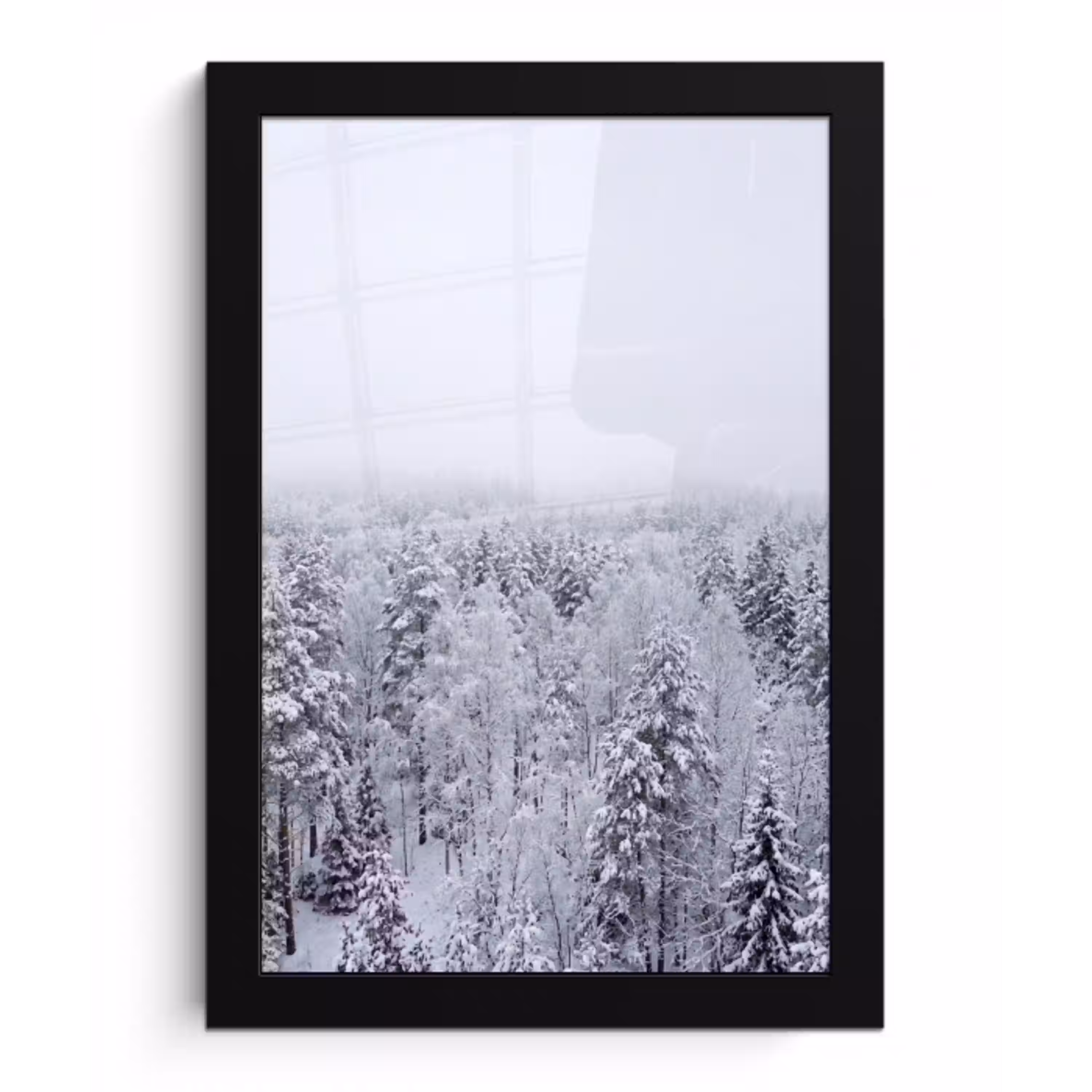 Bos - Sneeuw - Winter - Natuur - Wit fotolijst zwart zonder passe partout klein -3d