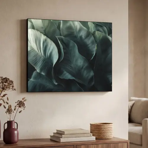 Groen - Bladeren - Glad - Nerven Textielframe zwart klein -sfeer3