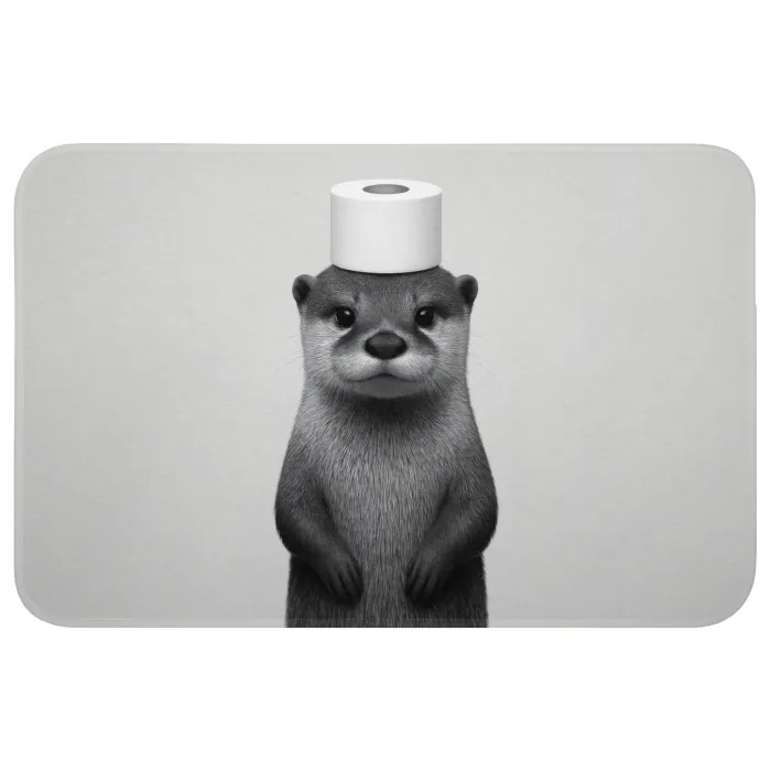Otter - WC rol - Zwart - Wit Badmat klein -3d