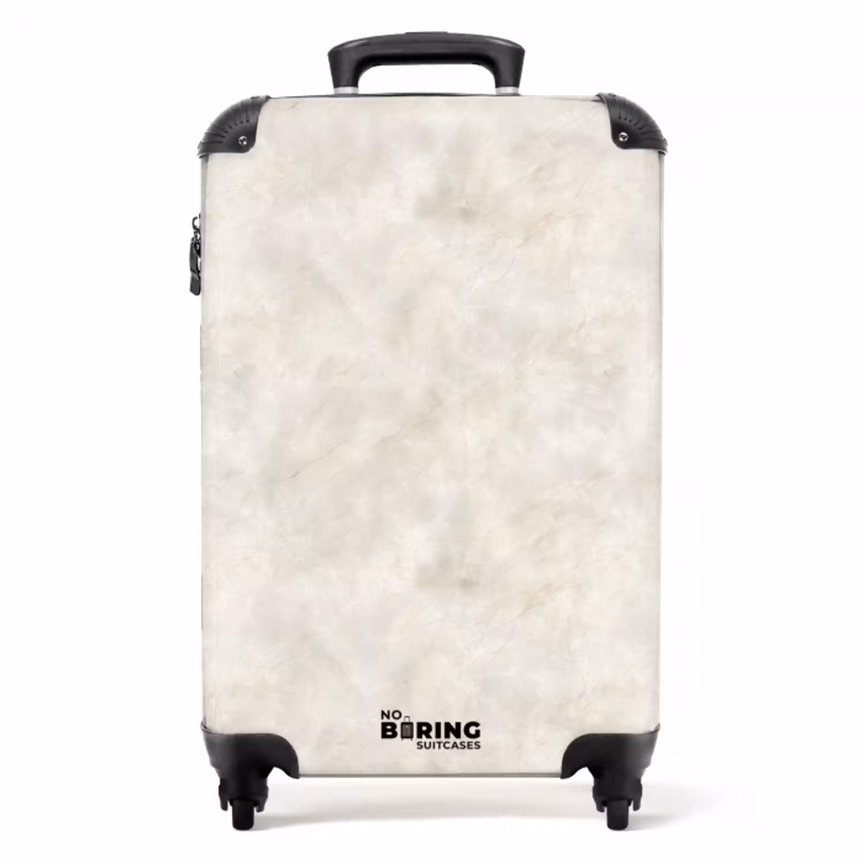 Crèmebeige - Marmer - Aders NBS - Handbagage koffer - Volwassenen Unisex middel -productfoto_recht