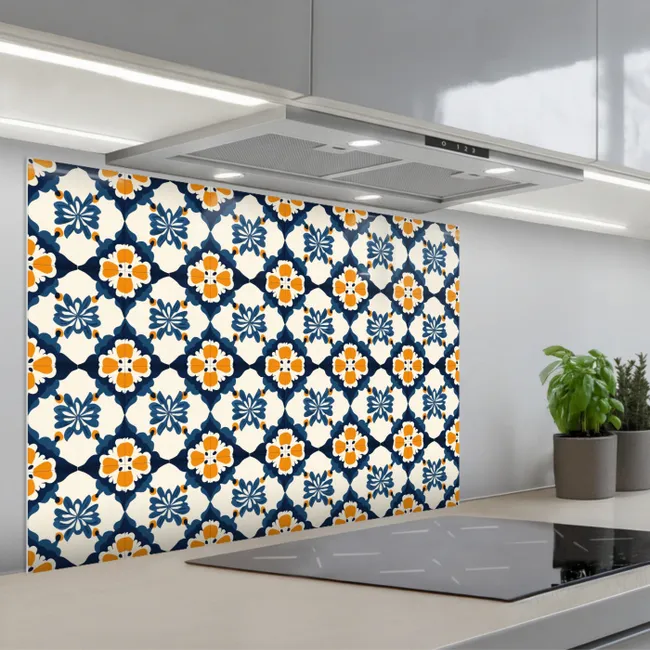 Paraschizzi cucina - Classico - Geometrico - Blu