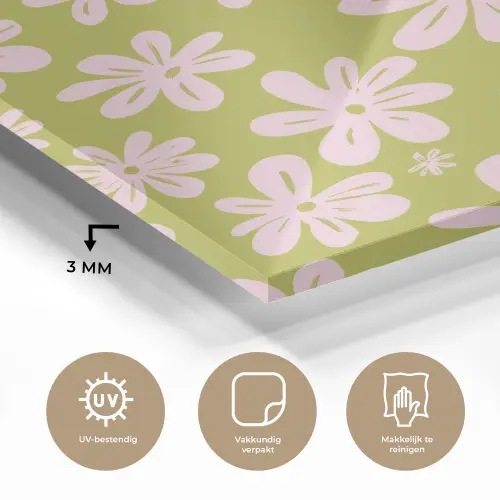 Bloemen - Roze - Getekend - Patroon plexiglas 5mm klein -sfeer2
