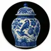 Pot - Delfts Blauw - Bloemen Wandcirkel plexiglas klein -3d