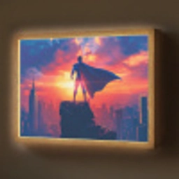 Superheld - Stad - Jongens - Kleurrijk - Zon Light Box met batterij (Wandlamp) middel -z3d_website