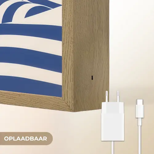 Fietser - Heuvels - Strepen - Blauw Light Box met batterij (Wandlamp) middel -USP_websiteoplaadbaarNL