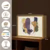 Abstract - Overlappende gezichten - Paars - Donkergroen Light Box met batterij (Wandlamp) middel -USP_websiteoverzichtNL
