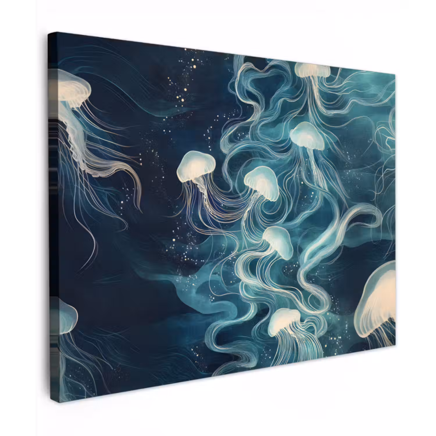 Canvas schilderij - Kwallen - Zee - Wit - Golven
