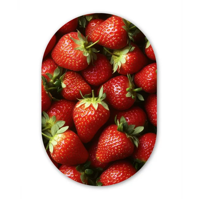 Aardbei - Fruit - Rood Wandcirkel Ovaal Forex klein -3d