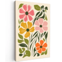 Bloemen - Speels - Kleurrijk Tuinposter op houten frame 2 cm dik klein -3d