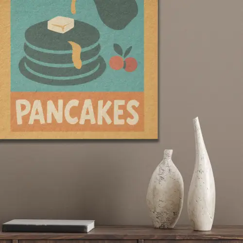 Pannenkoeken - Siroop - Illustratie - Oranje PET vilt klein -sfeer6_closeup