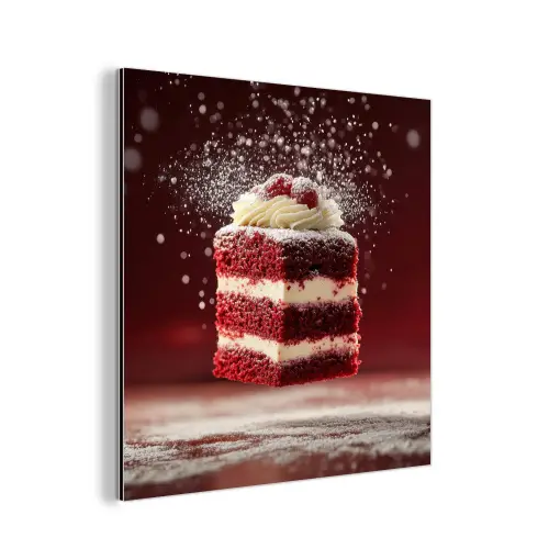 Rode - Velvet - Taart - Eten aluminium wit klein -3d
