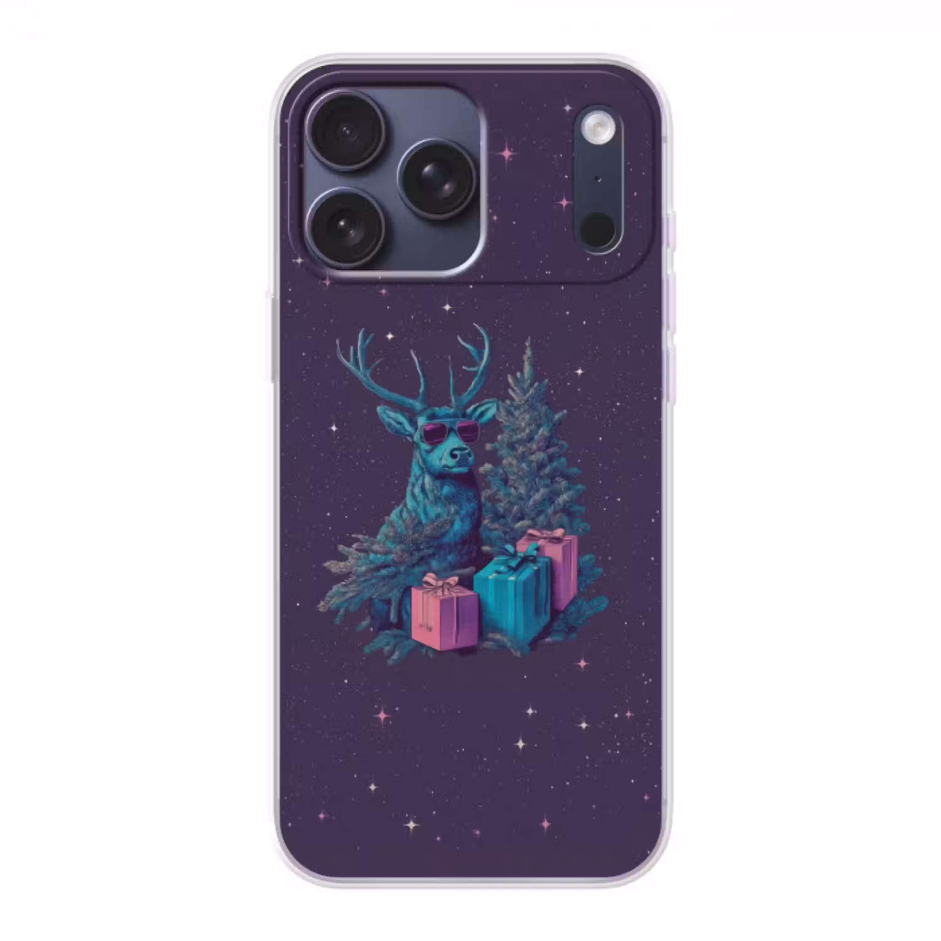 Rendier - Zonnebril - Neon - Kerstboom Telefoonhoesje iPhone 17 Pro Max klein -3d