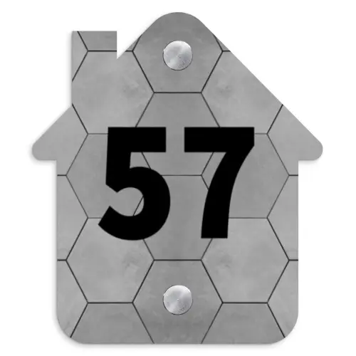 Grijze tegels - Traditioneel Naambord Huisje klein -3d