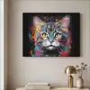 Kat - Graffiti - Dieren - Kleuren - Grijs Textielframe zwart klein -sfeer2