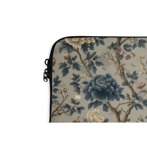 Pauw - Bloemen - Blauw laptophoes neopreen klein 279 -detail