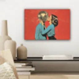 Vrouw - Retro - Discobal - Kus canvas 2cm klein -sfeer6