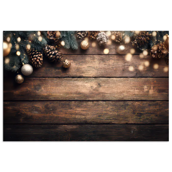 Kerstdecoratie - Houten - Dennenappel - Bruin poster papier klein -3d