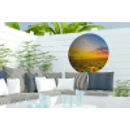 Bloemen - Zonnebloem - Zonsondergang - Nacht - Oranje Wandcirkel tuinposter met ringen klein -buiten2