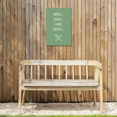 Grill - Groen - Zomer - Quote Tuinposter op houten frame 2 cm dik klein -sfeer4