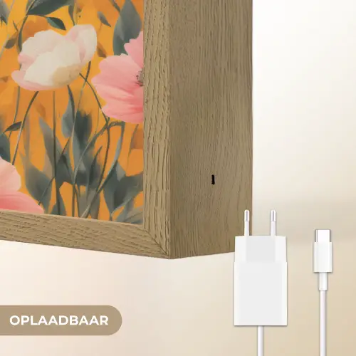 Bloemen - Veld - Geel Light Box met batterij (Wandlamp) middel -USP_websiteoplaadbaarNL