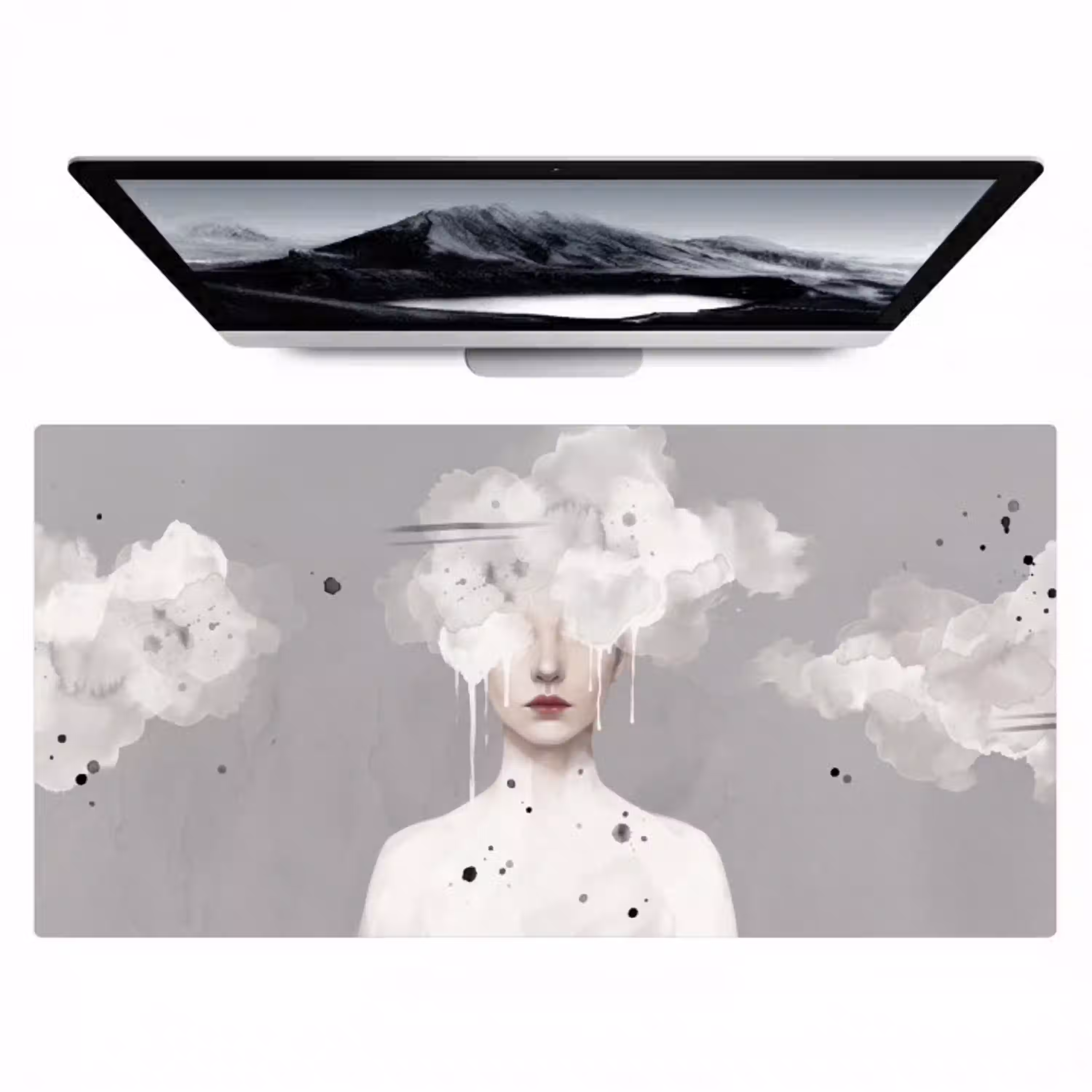 Vrouw - Wolk - Grijs Muismat XXL klein -zzz3d