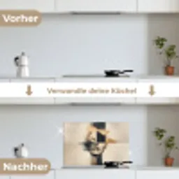 Goud - Vrouw - Rechthoeken keuken achterwand spatscherm klein -voor_na_DE