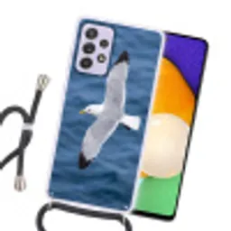 Zeemeeuw - Oceaan - Blauw Hoesje Samsung Galaxy A52 5G met koord klein -sfeer1