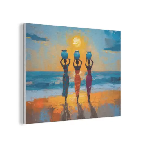 Vrouwen - Strand - Zondsondergang PET vilt klein -3d