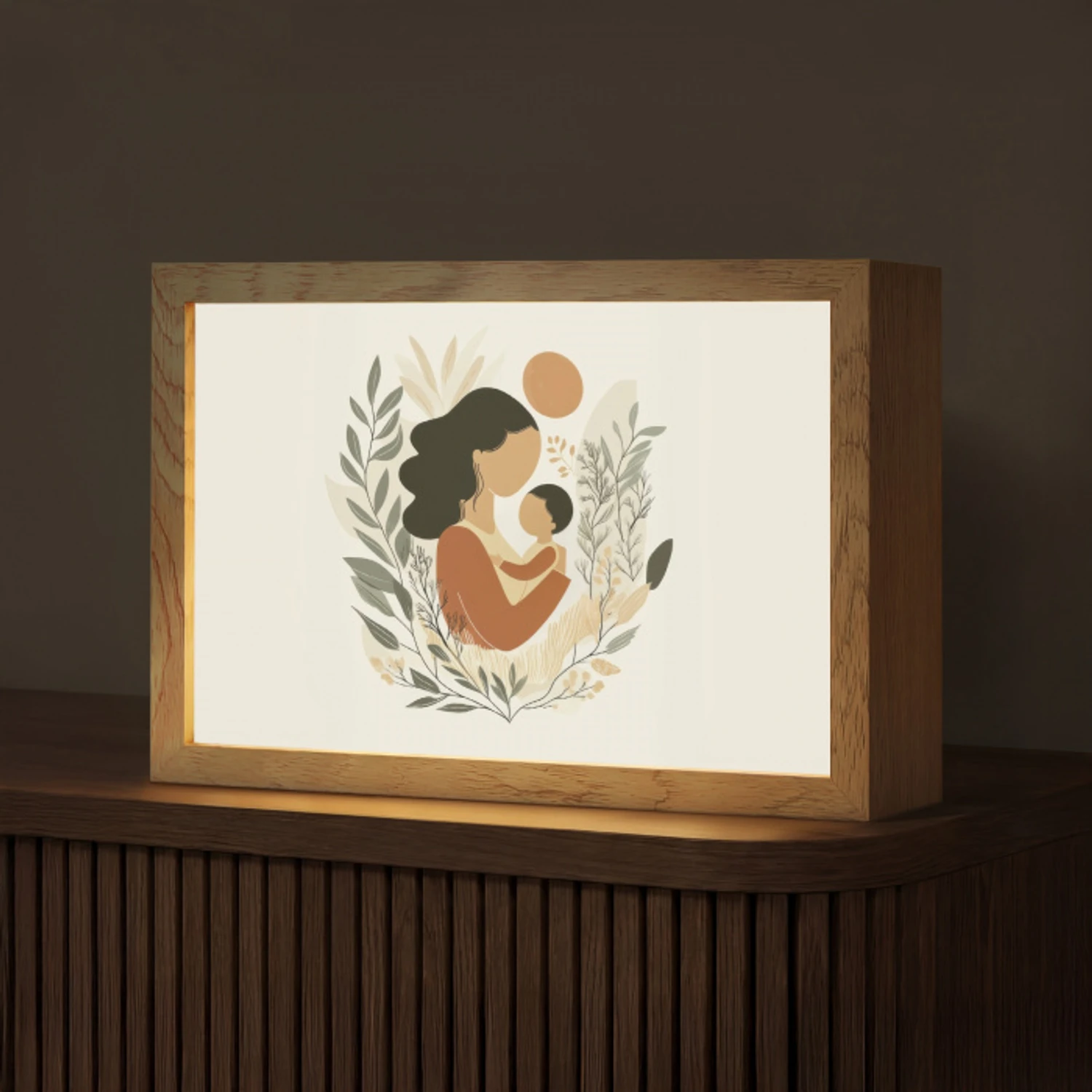 Illustratie - Moeder - Kind - Liefdevol Light Box met kabel (Tafellamp) klein -z3d_website