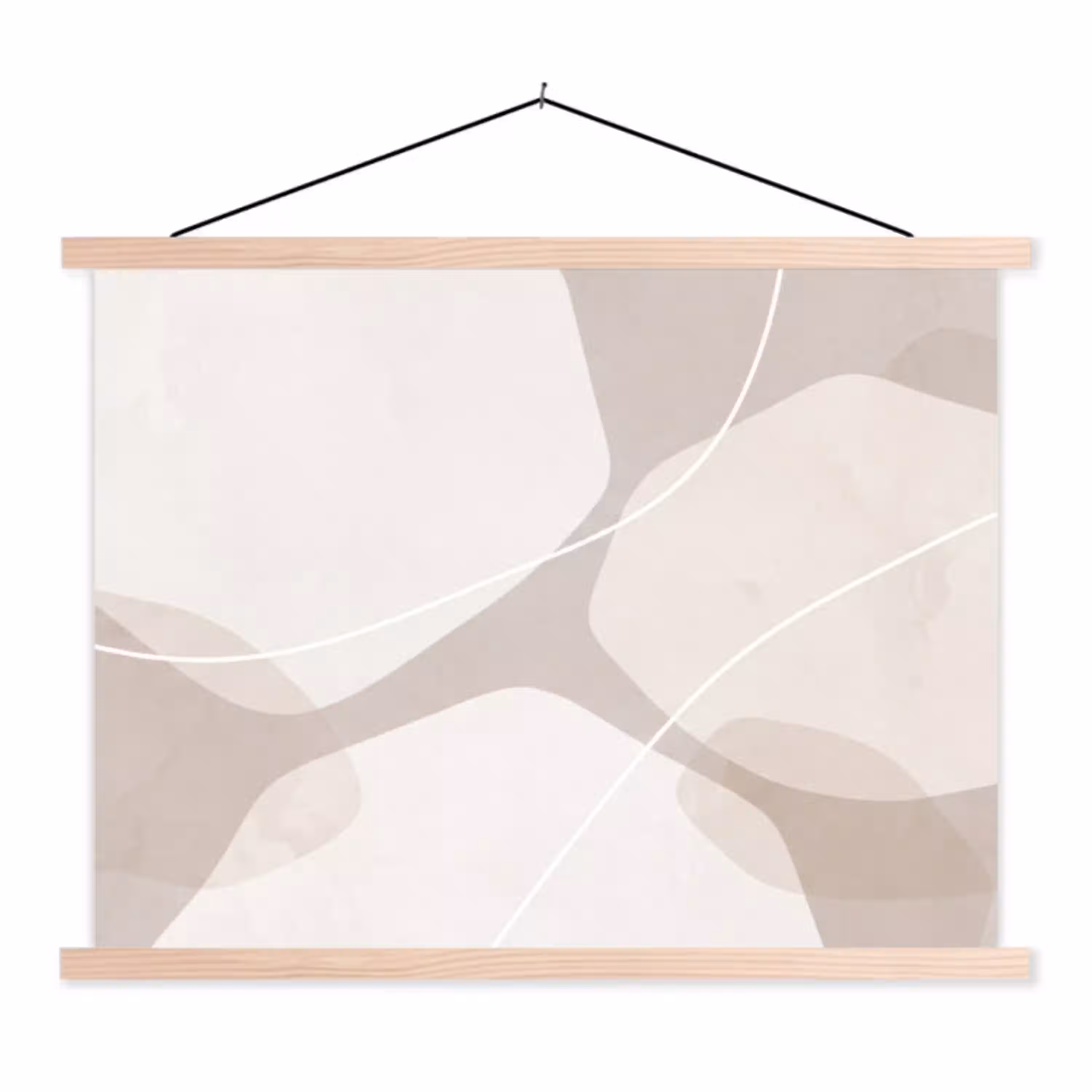 Abstract - Vormen - Beige textielposter latten blank klein -3d